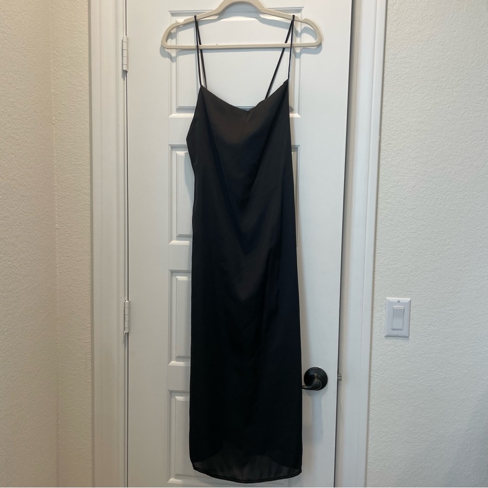 Pull&Bear Black Slip Midi Dress